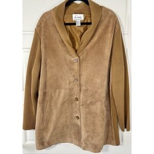 Linea by Louis Dell'Olio Women's Plus Size Suede Jacket 2X Knit Combo Timeless